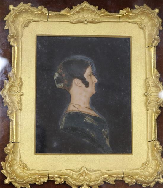 A Victorian wax profile portrait of a lady by D.Morrison